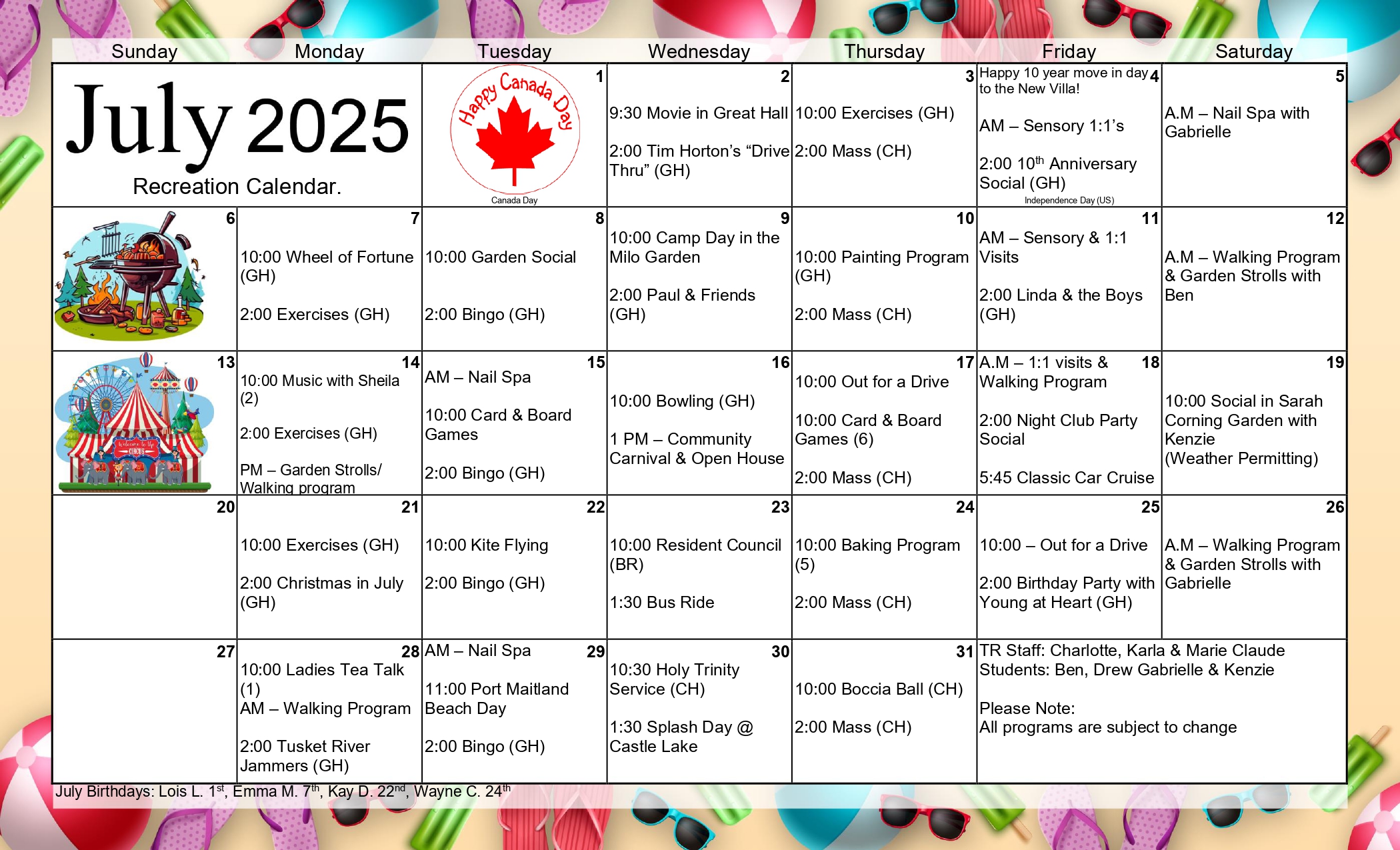 Recreation Calendar