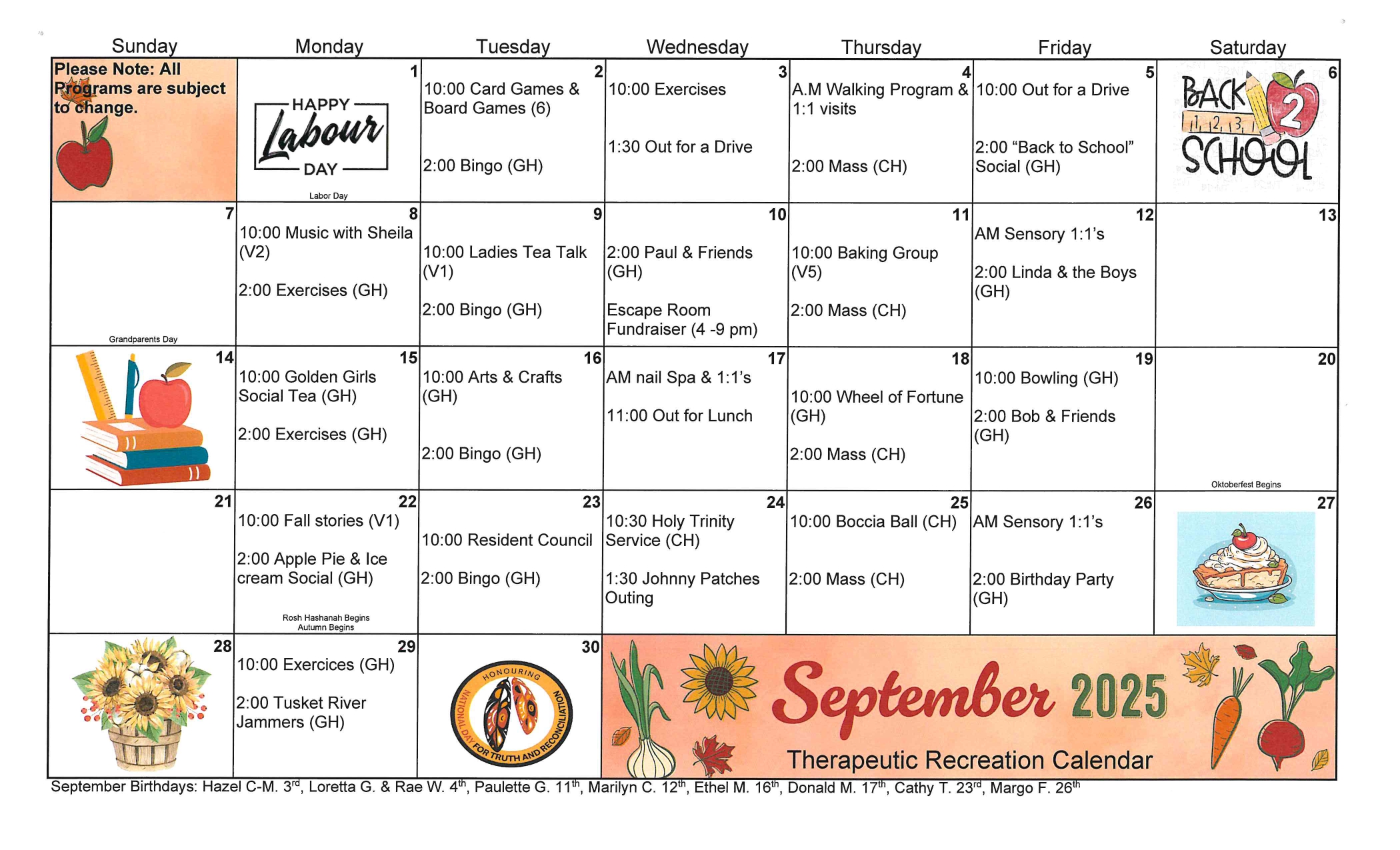 Recreation Calendar
